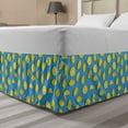 thumbnail image 1 of Lemon Bed Skirt, Summer Theme Energetic Colors Sliced and Whole Lemons on Blue Backdrop, Elastic Bedskirt Dust Ruffle Wrap Around for Bedding Decor, 4 Sizes, Sky Blue and Mustard, by Ambesonne, 1 of 2