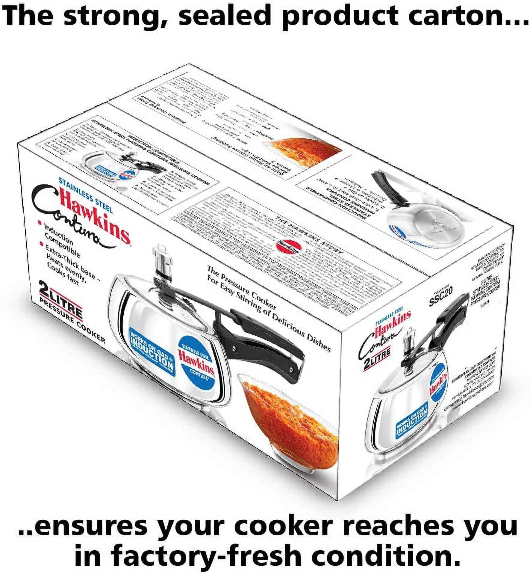 Hawkins Stainless Steel Contura Induction Compatible Pressure Cooker, 2 Liter