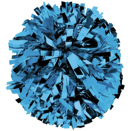 Chassé Metallic Cheerleading Poms - Shiny Metallic Cheer Pom with Baton Handle for Dance Sports Celebrations (Single, Blue)