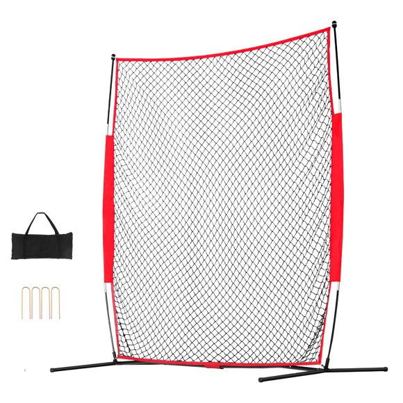 KFFKFF Filet de Sécurité Sportif, Maille de Barrière de Jeu de Balle 7 X 7 Pi, Équipement d'Entraînement Mobile avec Sac de Transport, Bouclier de Défense pour Exercices de Baseball, Softball, Lacrosse, Soccer, Hockey, Convient à la Pelouse de la Maison