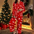 thumbnail image 3 of Christmas Pajamas Women's Two-Piece Christmas Pajamas Long Sleeve Button Shirt and Pants Set Home Clothes, 3 of 9