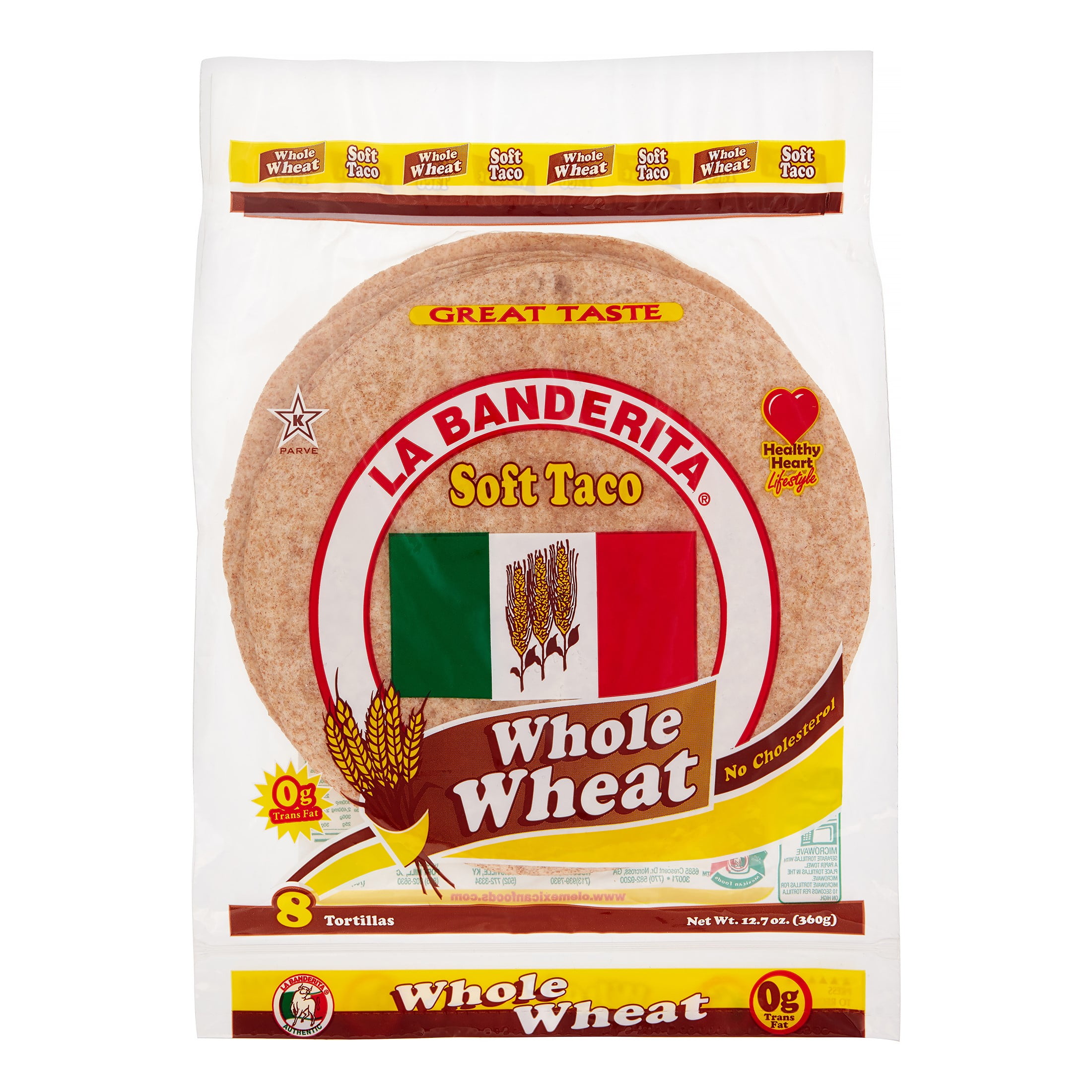 La Banderita Whole Wheat Tortillas, Soft Taco, 12.7 Oz