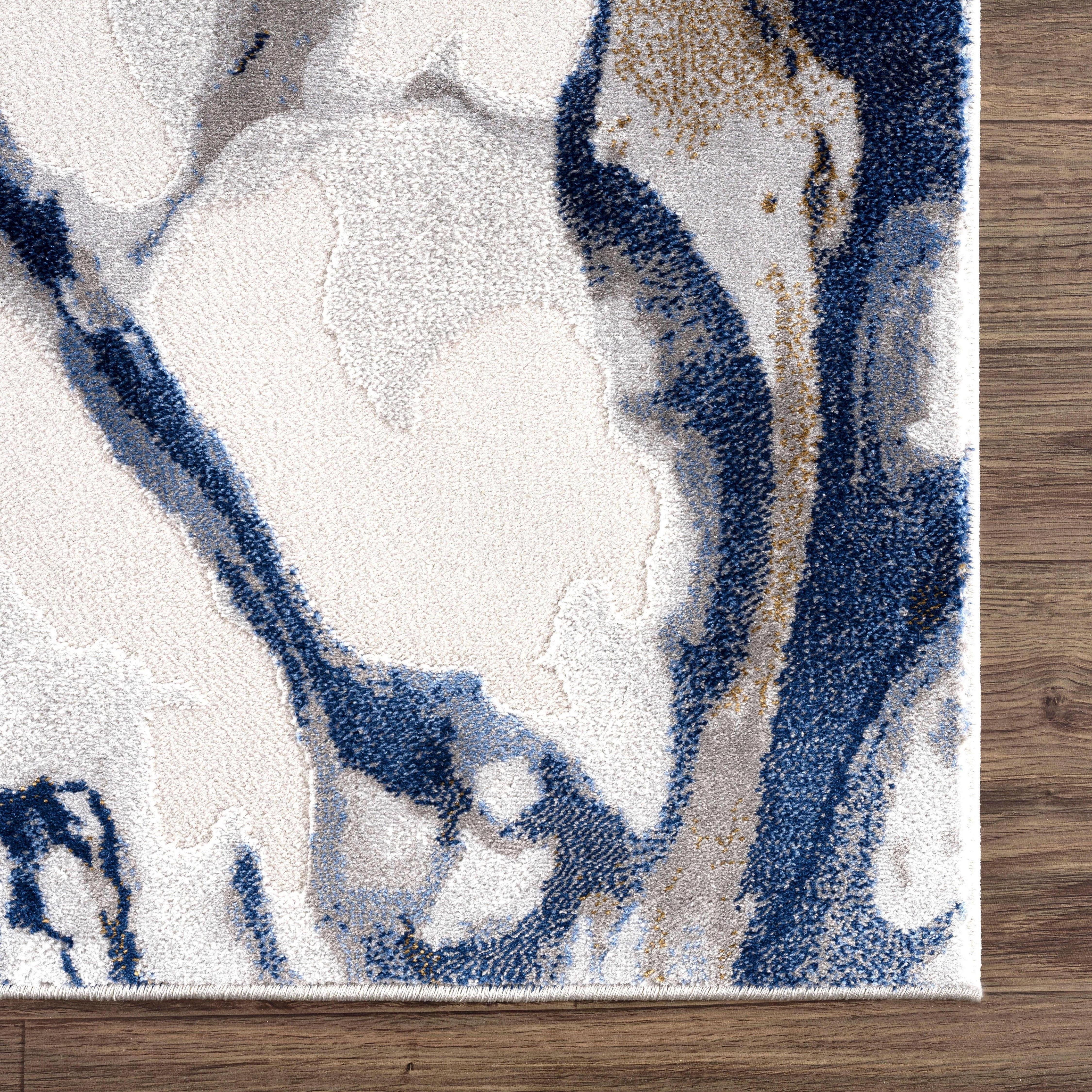Abani Regal Collection Area Rug Mid Century Modern Bedroom Living Room Decor Floor Rug 9 x 12 Grey Blue
