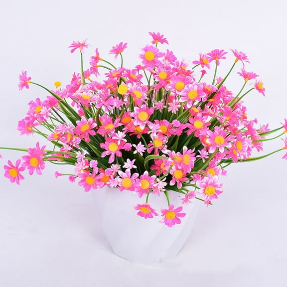 Artificial Daisies Bouquet with Long Stem, Faux Daisies Flowers Fake Plant Bonsai Decoration for Home Office Table Centerpieces Arrangement Wedding Pink (1Pc)