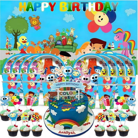 Babyfirst Color Crew Birthday Cups Party Supplies Decor Backdrop Paper Plates Fans Decorations Banner