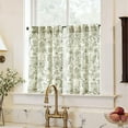 thumbnail image 1 of Small Window Curtains 36 Inch Linen Floral Curtain Set for Kitchen Bathroom Cafe Curtains Light Filtering Window Treatment Farmhouse Cottagecore Back Tab Drapes 2 Panels Green on Beige, 1 of 8