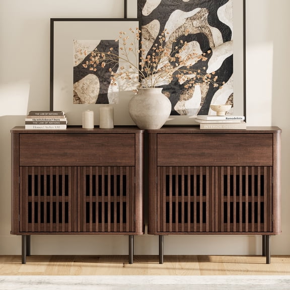 63" Sideboard Buffet Cabinet with Storage - Mid Century Modern Accent Coffee Bar for Dinning Room, Living Room, Entryway, Walnut