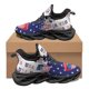 thumbnail image 1 of Zapatos vulcanizados unisex con estampado de pentagrama y bandera de Estados Unidos para otoño e invierno, con amortiguación, antideslizantes y cómodos para caminar., 1 of 6