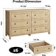 thumbnail image 2 of Cómoda GarveeHome de ratán para dormitorio, 6 cajones, 120 cm de ancho, de madera, independiente, para dormitorio, habitación infantil y sala de estar, color natural., 2 of 7