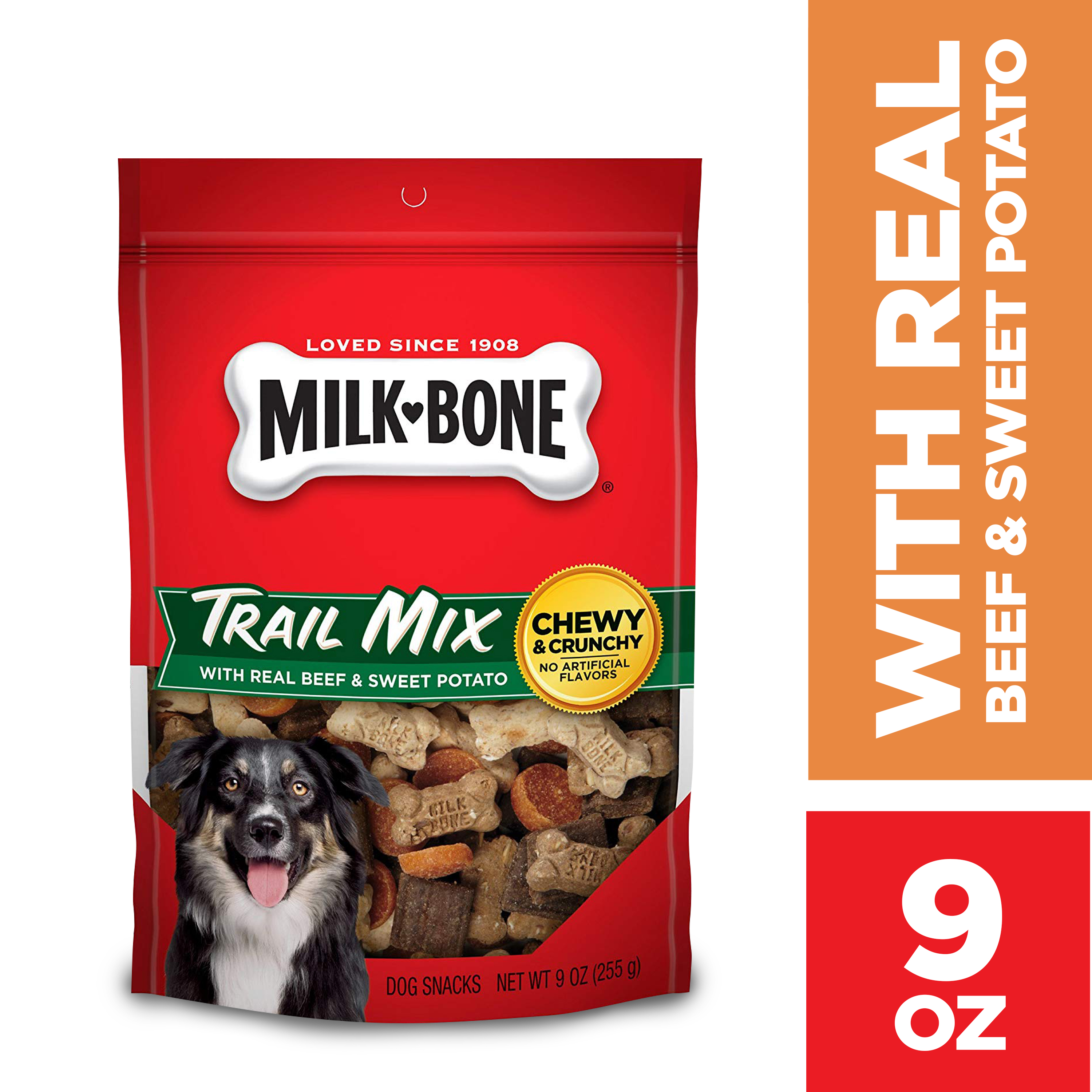 MilkBone Trail Mix With Real Beef & Sweet Potato Dog Snacks, 9Ounce