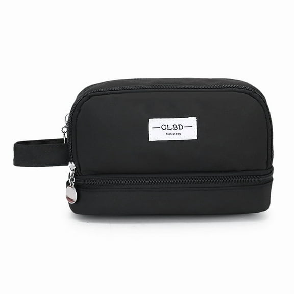 Large Grid Mesh Pencil Case 2 Compartment Pen Bag Clear Handheld Multifunction Pencil Pouch Transparent Makeup Bag for Teen Student College Business Travel Office Adult - Black