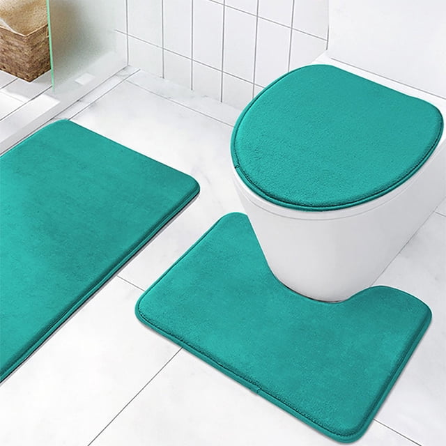 Bathroom Rugs Set, Absorbent Polyester Printed Toilet Mats, 3-Piece Non-Slip Bathroom Mat Set for Bathroom, Stylish Bathroom Decor, Soft Bathroom Accessories for Home