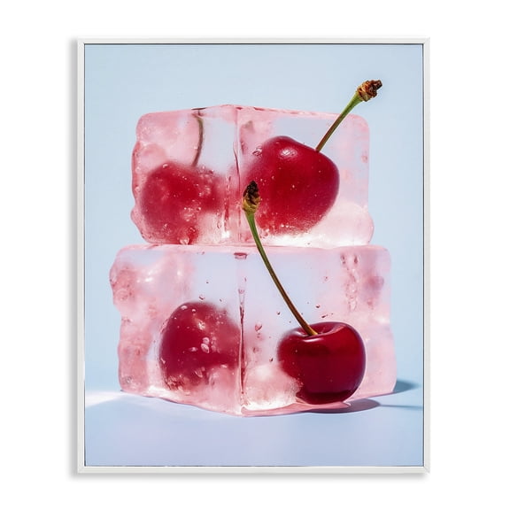 Stupell Industries Glam Cherry Ice Cubes White Framed Giclee Art, 11 x 14, by RB