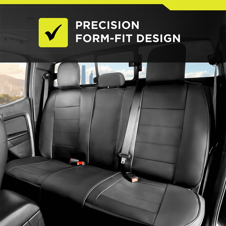 Auto Drive Faux Leather Rear Bench Seat Cover, Black photo 3