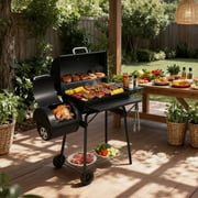 UBesGoo Charcoal Grill Portable BBQ Grill and Offset Smoker Steel BBQ Pit Outdoor for Camping, Black