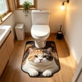 thumbnail image 4 of Gumesh Cute Cat U Shaped Bathroom Rugs Toilet Mat Cute Contour Rug Non Slip Water Absorbent Funny Bathroom Decor Washable Green Toilet Rug 20x16 Inch, 4 of 6