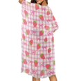 thumbnail image 4 of HELLHERO Strawberry Gingham Print Long Kimono Swimsuit Cover Up High Quality Fabrics Breathable Free Size Bathing Suit Cover Up for Women, 4 of 6