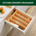 thumbnail image 2 of Bellsal Organizador de utensilios Bandeja para cubiertos de 10 pulgadas para cajón Porta utensilios Organizador de cubiertos Organizador de cajones de cocina 5 compartimentos Pequeño y estrecho Bambú, 2 of 5