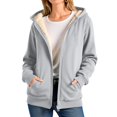 thumbnail image 2 of Womens Sherpa Lined Hoodie Thick Fleece Zip Up Winter Warm Comfy Oversized Hooded Sweatshirt Jacket with Pockets, 2 of 6