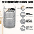 thumbnail image 5 of X-Large Hanging Laundry Hamper Bag, Door Hanging Hamper with Front Pocket Dirty Clothes Hanging Laundry Bag Large Size 35X22 inch Door Laundry Basket (Grey), 5 of 7