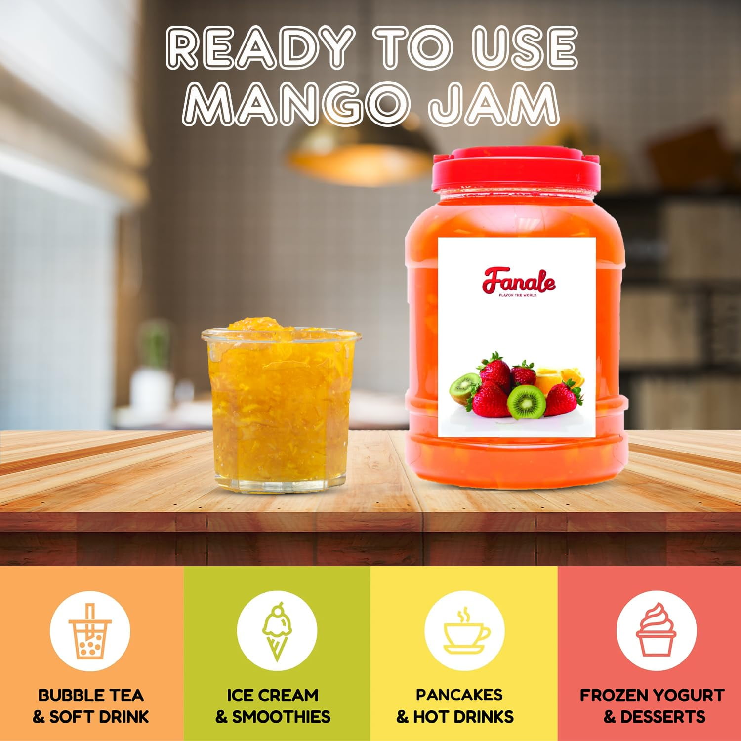 Fanale Premium Mango Flavor Fruit Jam for Bubble Tea, Smoothies, Slushes, and Desserts, 10 lb (1 Pack)