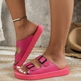 thumbnail image 2 of Dakaela Women's Platform Sandals Arch Support Foam Slip on Slides Two Buckle EVA Flat Sandal Pink 7, 2 of 6