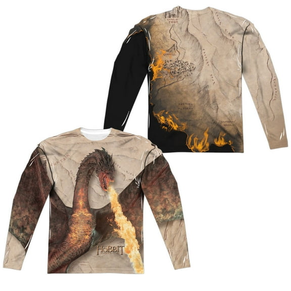Hobbit - Smaug Attack (Front/Back Print) - Regular Fit Long Sleeve Shirt - Small