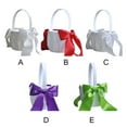 thumbnail image 6 of 2 Pieces Romantic Bowknot Flower Basket Portable Wedding Party Engagement Ceremony Ring Bearer Baskets Solid Color White, 6 of 10