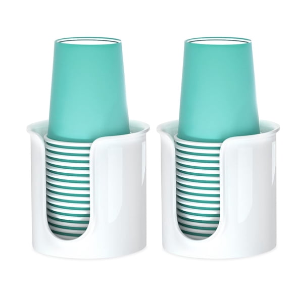 Dispensador de vasos de baño BYAWAY para encimera, 3 onzas, paquete de 2 unidades, color blanco