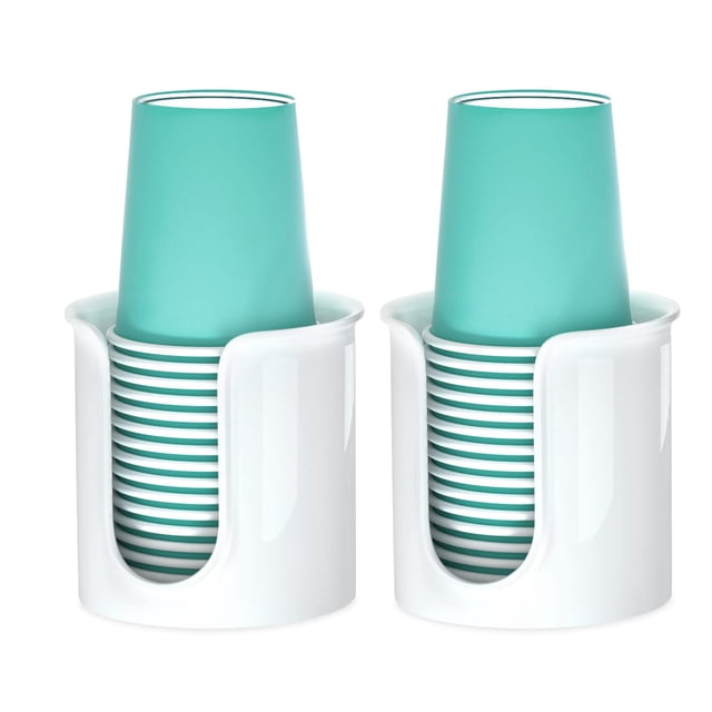 Dispensador de vasos de baño BYAWAY para encimera, 3 onzas, paquete de 2 unidades, color blanco