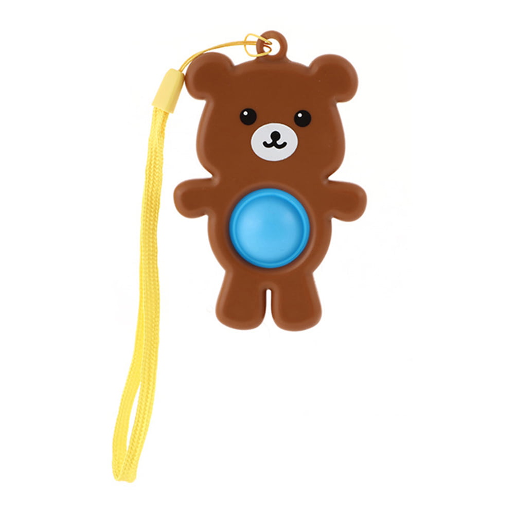 Fidget Toy Dimple-Toys Keychain Sensory-Stress Push Bubble Bear Orange 