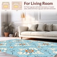 thumbnail image 2 of ODIKA 8'x10' Machine Washable Non-Slip Area Rug, Vintage Inspired Botanical Spiral Scroll Damask Arrangement High Traffic Rug with Pad, Blue, 437683, 2 of 8