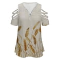 thumbnail image 4 of Fall Wheat Womens Summer V Neck Zipper Top Short Sleeve T Shirt Off Shoulder Top Casual Classy Loose Shirts, 4 of 7