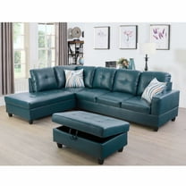 Ainehome Modern Sectional Sofa Set,3PC L-Shaped Living Room Couches,Emerald Green Leather