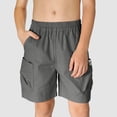 thumbnail image 2 of JUMEYU Boys Athletic Shorts Slim Boy's Athletic Shorts Kids Youth Active Performance Basketball Shorts with Pockets Elastic Waistband Size 13-14 (Grey,13-14 Years), 2 of 5