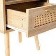thumbnail image 3 of 15.75" Natural Rattan & Solid Wood Legs - USB Charging and Smooth Drawer - Living Room and Bedroom - Sturdy and Fashionable Nightstand, 3 of 6