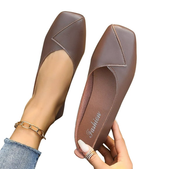 Cameland Brown Rectangular Toe Shallow Mouthed Flat Shoes Leggings Beans Shoes Single Leather Shoes Work Shoes