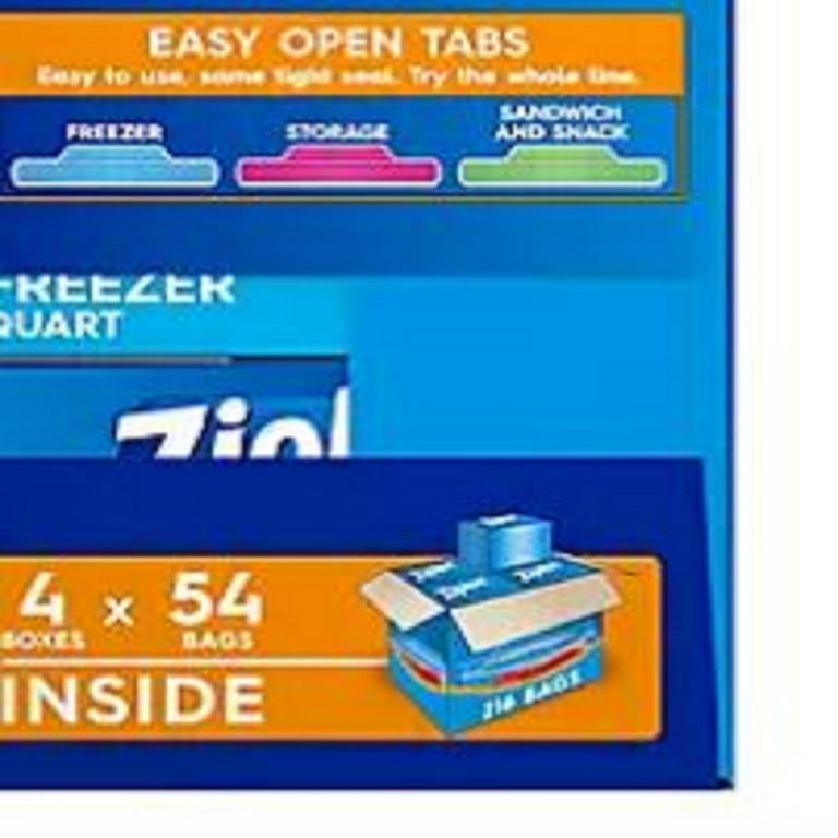 Ziploc Double Zipper Quart Freezer Bags, 216 Count