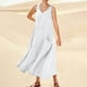 thumbnail image 1 of WILLBEST Vestido Corto De Verano Para Mujer, Color Liso, Sin Mangas, Cuello En V, Elegante, Holgado, Informal, Largo, Con Bolsillos, Cómodo Y Elegante Para Uso Diario., 1 of 3
