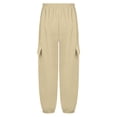 thumbnail image 4 of TSSOE Kids Girls Boys Cargo Trousers Hip Hop Dance Pants Joggers Athletic Sweatpants Jogging Bottoms Overalls Khaki 5-6, 4 of 5