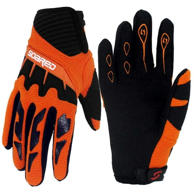 Kids Cycling Gloves - Children Full Finger Sports Gloves for Skating, Road Bicycle, Mountain Bike, Skateboard, Orange XXS