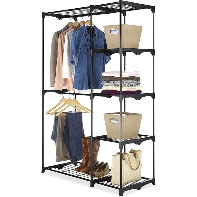 Closet Ropero Armable con repisas de Metal resistente color negro Closets Armables México Reforzado