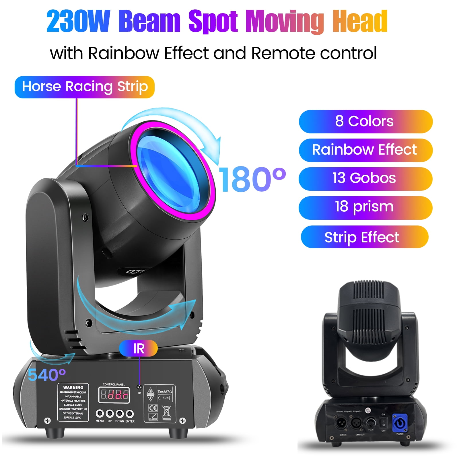 Bjsuc 280W Moving Head Spotlights – 8 Colors with Remote Control for Christmas Wedding DJ Party Dance Show Bar Events Stage Lighting