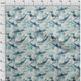 thumbnail image 4 of oneOone Cotton Jersey Dusty Teal Green Fabric Whale Sewing Material Print Fabric By The Yard 58 Inch Wide, 4 of 6