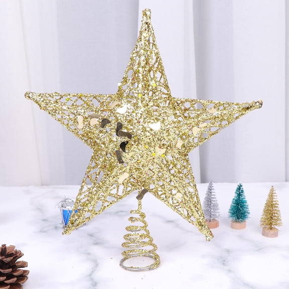 Tineasur 1Pack Geometric Ornaments Golden Iron for General Public Christmas Decoration Tree Topper