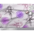 thumbnail image 2 of Soimoi Purple Cotton Voile Fabric Lemon Slice & Floral Printed Fabric 1 Yard 42 Inch Wide, 2 of 3