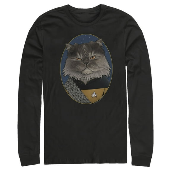 Men's Star Trek: The Next Generation Lieutenant Commander Worf Cat  Long Sleeve Shirt Black 2X Large