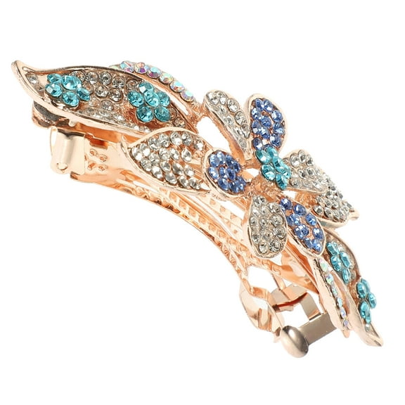 DINHEAROM Elegant Hair Clip Blue Rhinestone 1Set