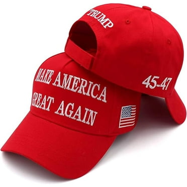 Set of 2 Trump 2024 MAGA Hat - Make America Great Again Donald Trump 45, 47 Presidential Campaign Red Cap with USA Flag
