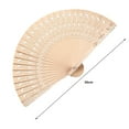 thumbnail image 6 of BAETEUY 8-Inch Sandalwood Folding Fan Chinese Style Hollow Ribs Catwalks Dance Performance Photo Props Portable Summer Wooden Hand Held Fan Party Supplies Gift, 6 of 8